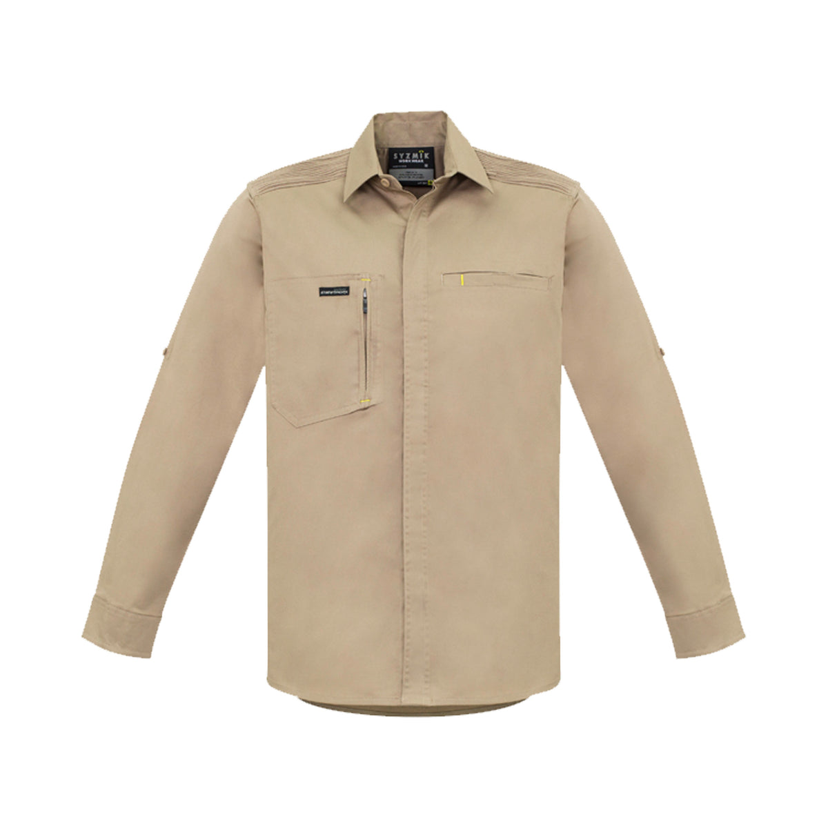 streetworx long sleeve stretch shirt in khaki