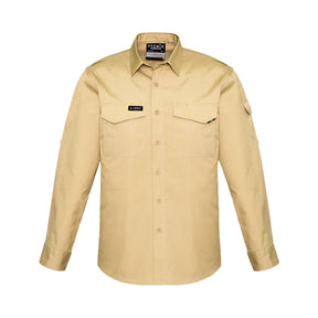 mens rugged long sleeve cooling shirt in khaki
