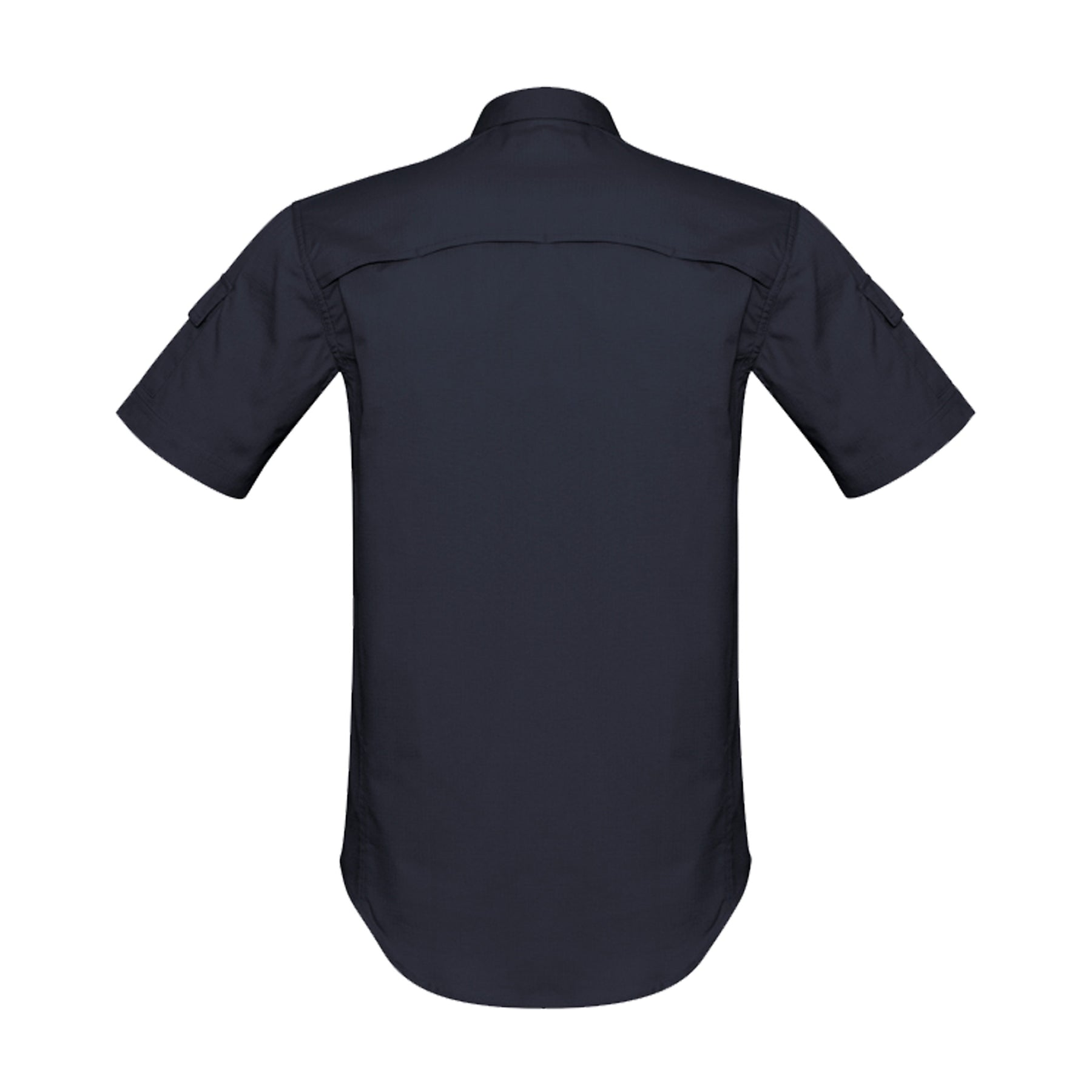 back of mens rugged cooling short sleeve shirt in charcoal