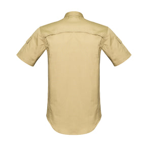 back of mens rugged cooling short sleeve shirt in khaki