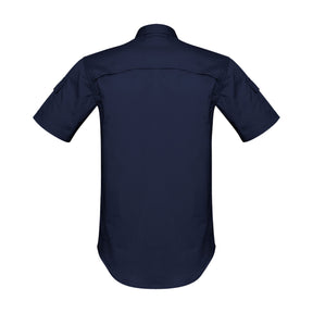 back of mens rugged cooling short sleeve shirt in navy