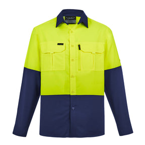 syzmik hi vis outdoor long sleeve shirt in yellow navy