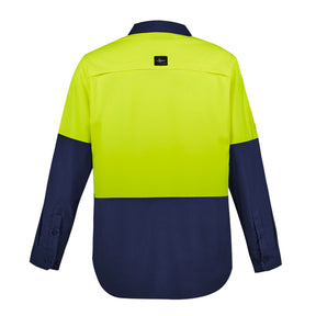 syzmik hi vis outdoor long sleeve shirt in yellow navy