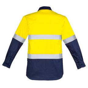 hi vis hoop taped long sleeve shirt with closed front in yellow navy