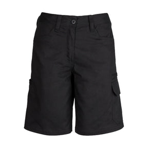 syzmik womens plain utility short in black