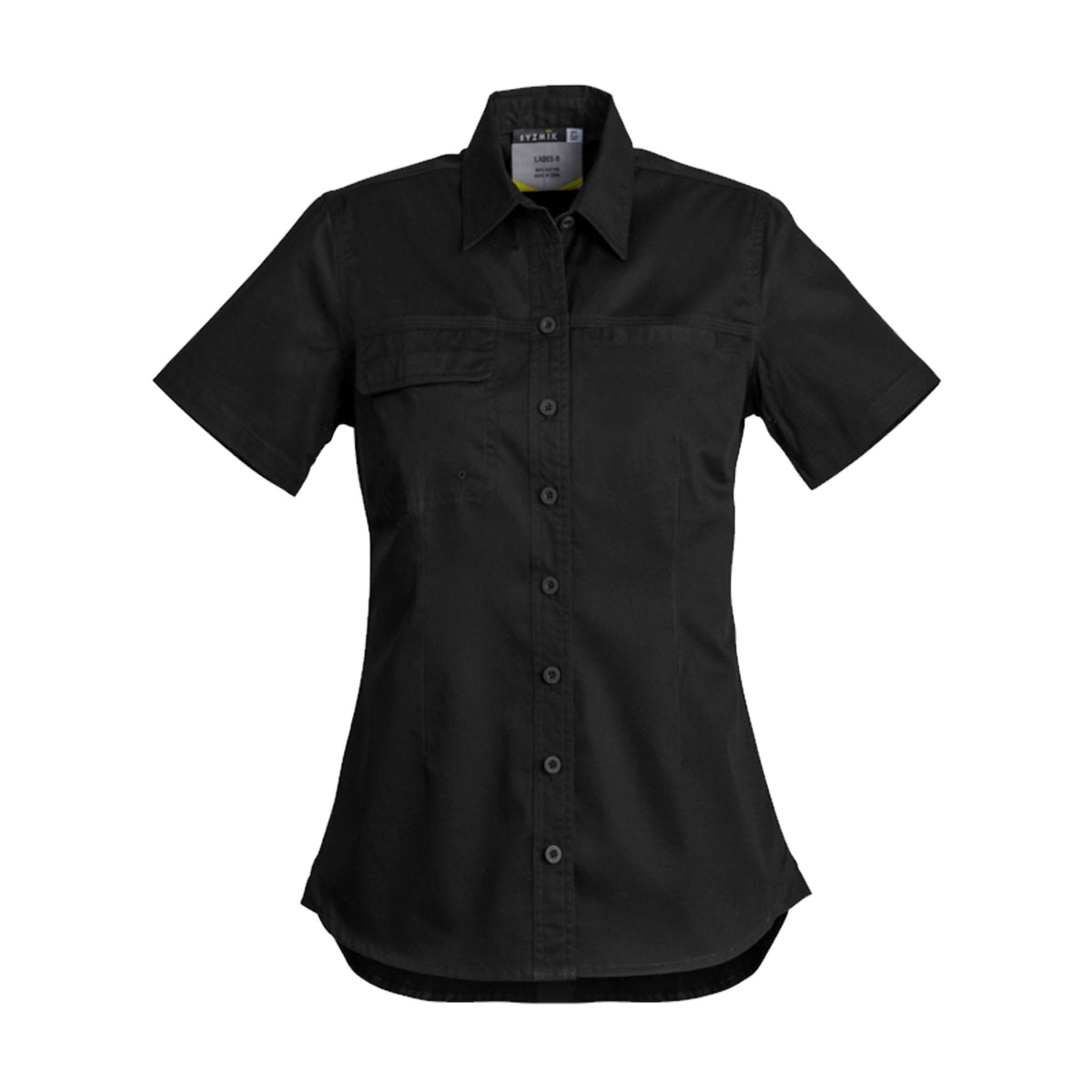 syzmik womens lightweight short sleeve tradie shirt in black