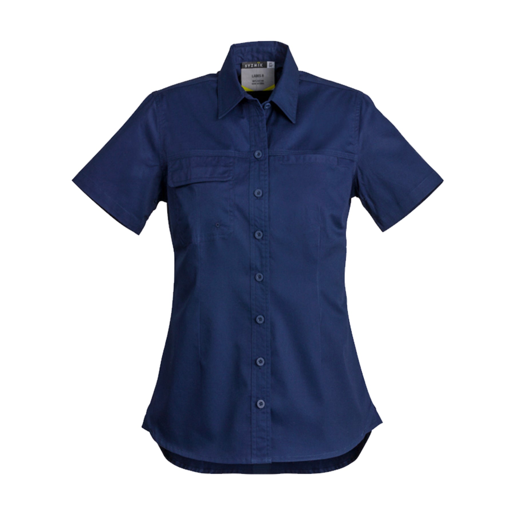 syzmik womens lightweight short sleeve tradie shirt in blue