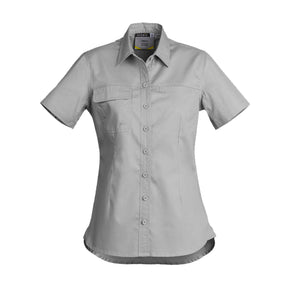 syzmik womens lightweight short sleeve tradie shirt in grey