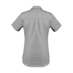 syzmik back of womens lightweight short sleeve tradie shirt in grey