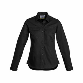 SYZMIK WOMENS LIGHTWEIGHT TRADIE SHIRT - LONG SLEEVE - ZWL121 BLACK