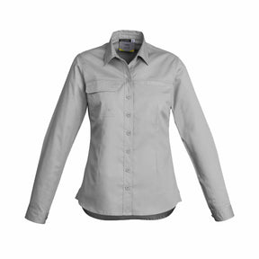 SYZMIK WOMENS LIGHTWEIGHT TRADIE SHIRT - LONG SLEEVE - ZWL121 GREY