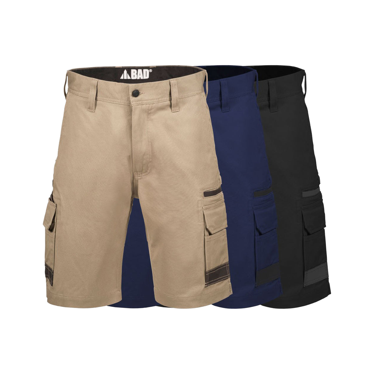 front of bad attitude slim fit work shorts