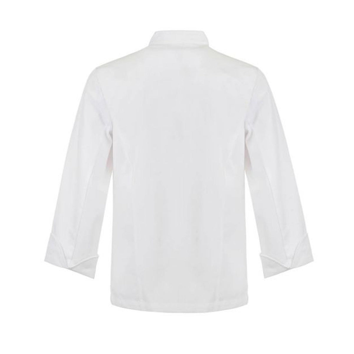 white long sleeve executive chefs jacket with press studs back view