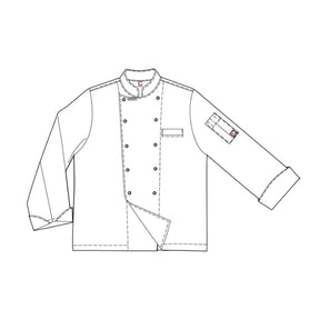 long sleeve executive chefs jacket with press studs outline
