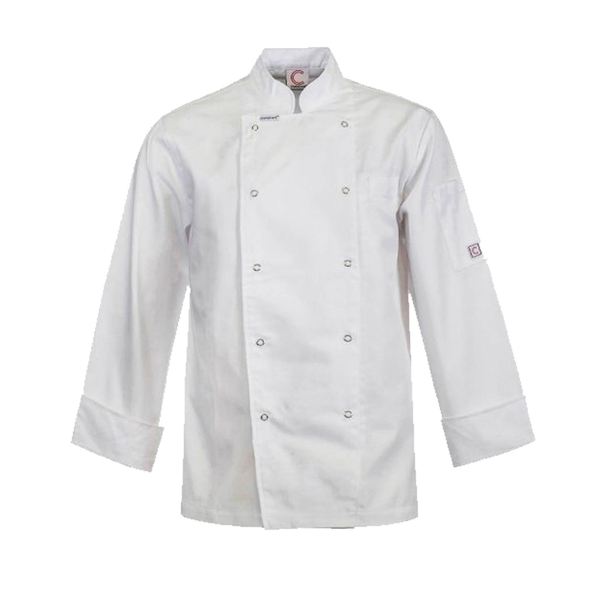 white long sleeve executive chefs jacket with press studs
