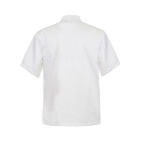 white short sleeve executive chefs lightweight jacket back view