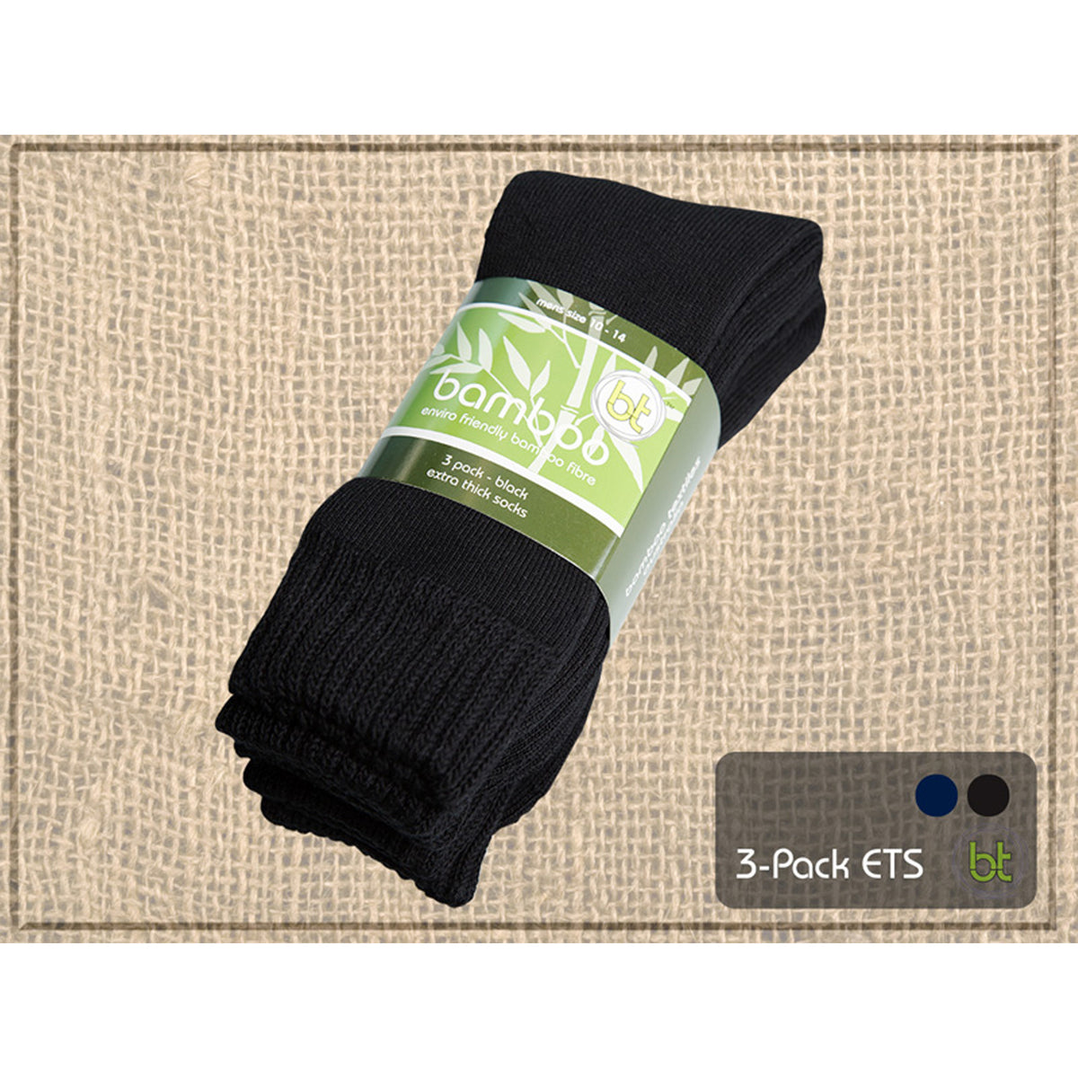 3 pack extra thick bamboo socks in black and navy