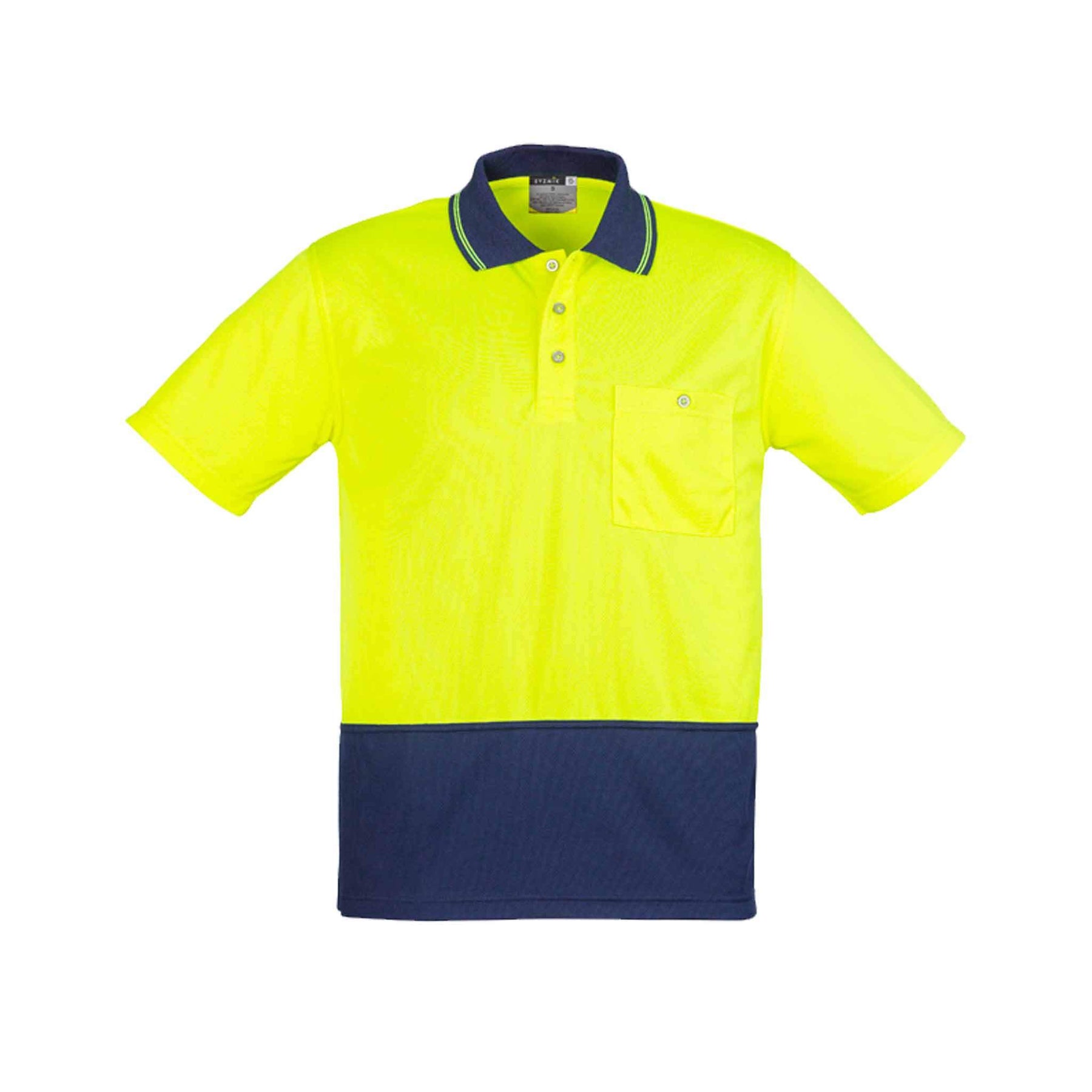 syzmik yellow navy short sleeve spliced polo shirt